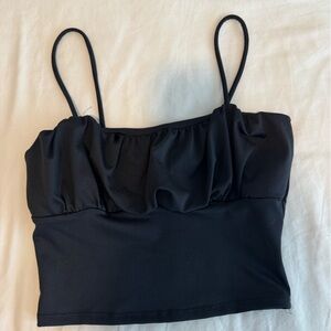 Black Ruched Crop Top